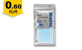 超舒适蓝色平面口罩(5片装)