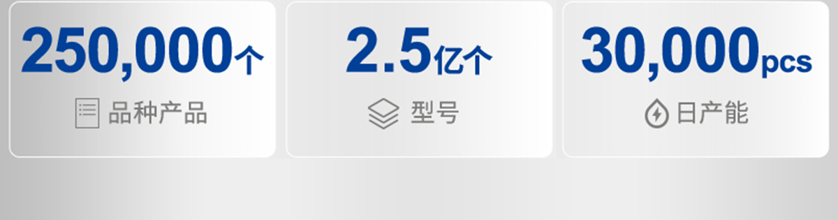 250000个品种产品 2.5亿个型号