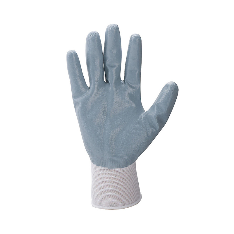 13针掌浸灰色光面丁氰针织手套