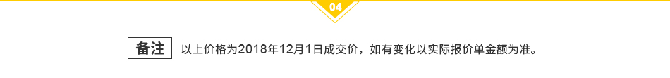 以上价格为2018年12月1日成交价，如有变化以实际报价单金额为准。
                            