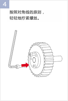 按照对角线的原则，轻轻地拧紧螺丝